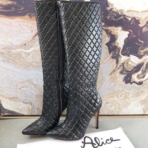 Alice Olivia Quilted Studded Leather 